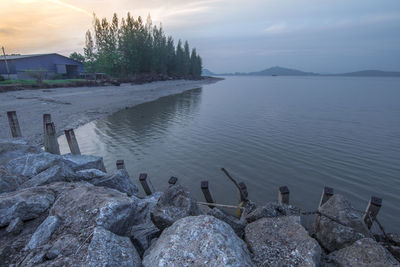 Scenic view of lake against sky