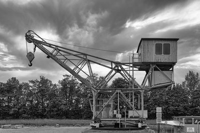 Low angle view of abandoned ship against sky