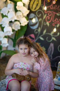 Holidays, spring, easter.portrait of girls