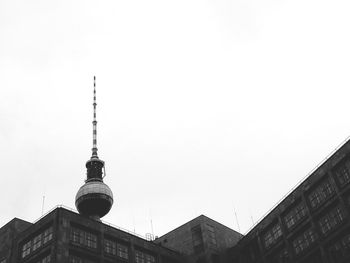 Low angle view of communications tower