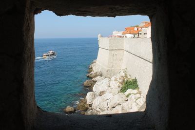 View of the walls of dubrovnik and the sea