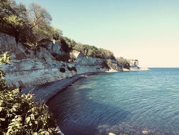 Scenic view of sea against clear sky