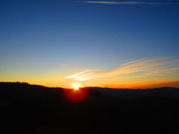 Scenic view of silhouette landscape against sky during sunset