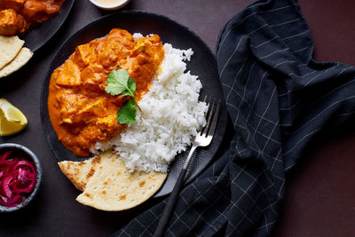 Paneer tikka masala served with basmati rice