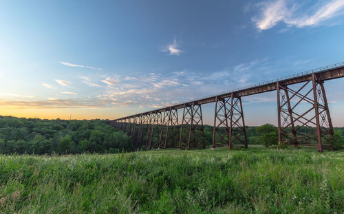 View of bridge on field against sky