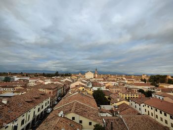 High angle view of townscape against sky