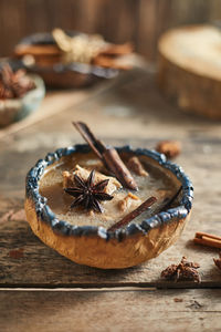 Close-up of food in bowl on table