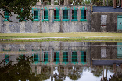 Reflection of building in lake