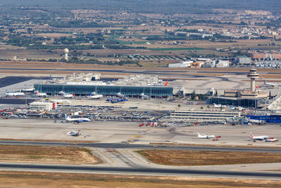 High angle view of airport runway