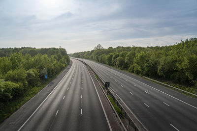 Empty m20 motorway in kent, uk during covid-19 lockdown