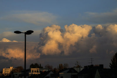 Low angle view of dramatic sky during sunset