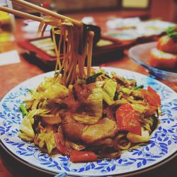 Close-up of meal served in plate