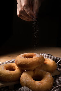 Close-up of person preparing food