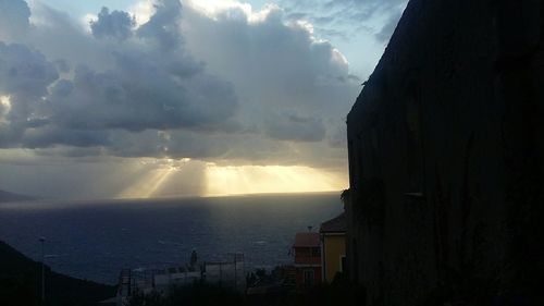 Panoramic view of sea against sky during sunset