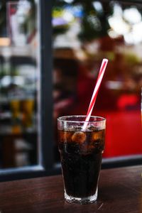 Close-up of drink in glass on table