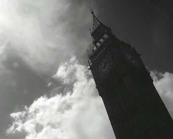 Low angle view of building against cloudy sky