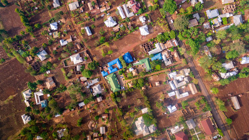 High angle view of buildings in city