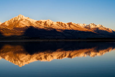 Reflection of mountain range in lake