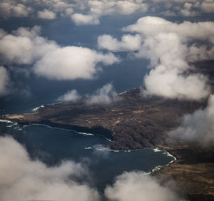 Aerial view of mountains against sky