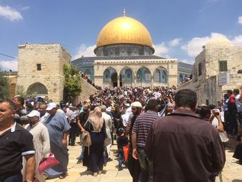 Group of people in front of building