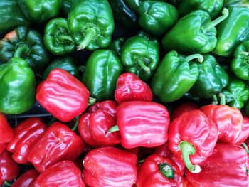 Full frame shot of bell peppers for sale in market