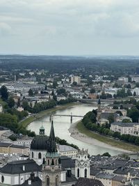 High angle view of townscape against sky