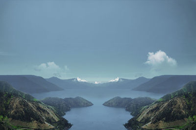 Panoramic view of mountains against sky