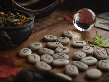 High angle view of food on table