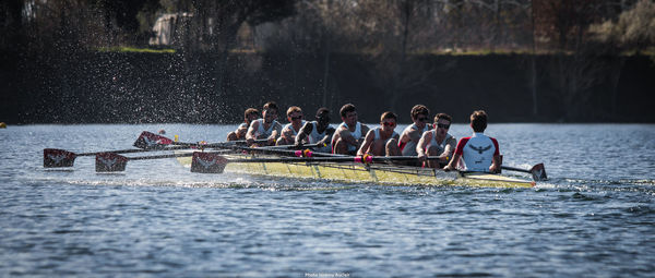 People in boat on water