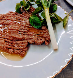 High angle view of meal served in plate