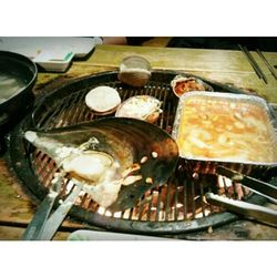 Close-up of food on table