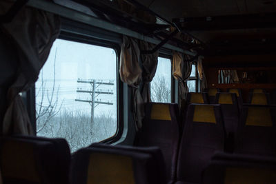 Seats and windows in train