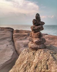 Stack of pebbles on shore