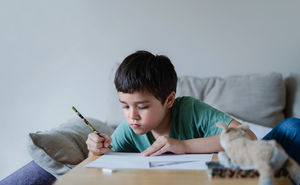 Boy doing homework at home
