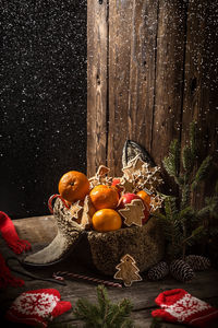 View of christmas tree on table