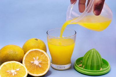 Close-up of drink on glass table