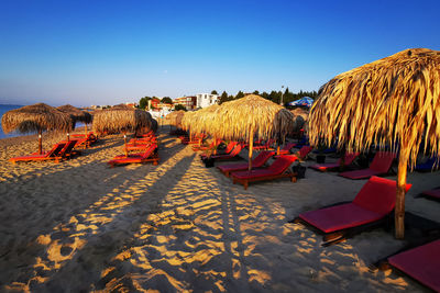 Panoramic view of beach against blue sky