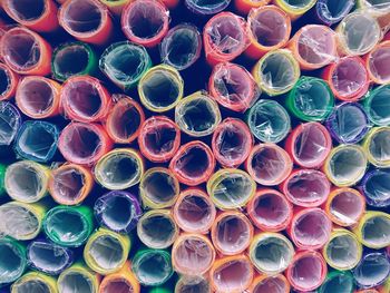 Full frame shot of stacked colorful wrapping papers in store