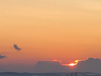 Scenic view of sea against orange sky