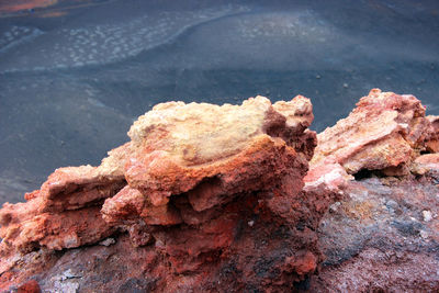 High angle view of a volcanic rock