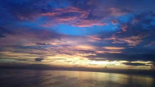 Scenic view of sea against dramatic sky
