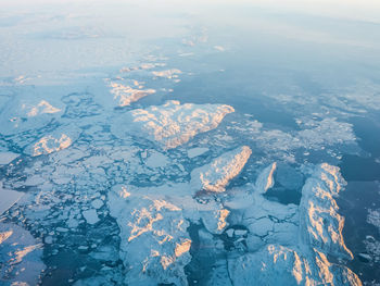 High angle view of snow covered landscape