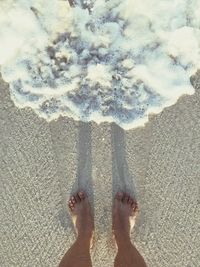 Low section of woman standing on beach