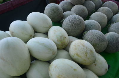 High angle view of fruits for sale at market stall