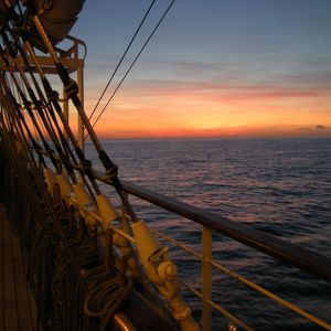 Scenic view of sea at sunset