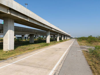 Empty road against clear blue sky