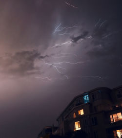 Low angle view of lightning in sky