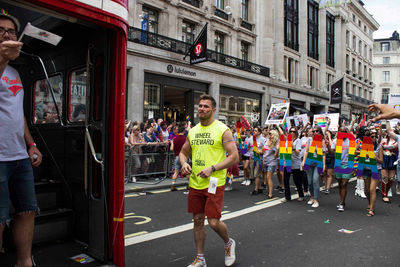 People standing on city street