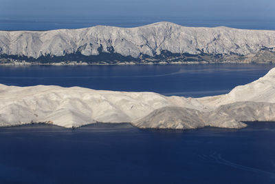 Rugged side of the pag island on the croatian adriatic sea coast