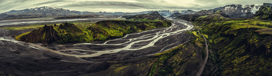 Scenic view of mountains against sky